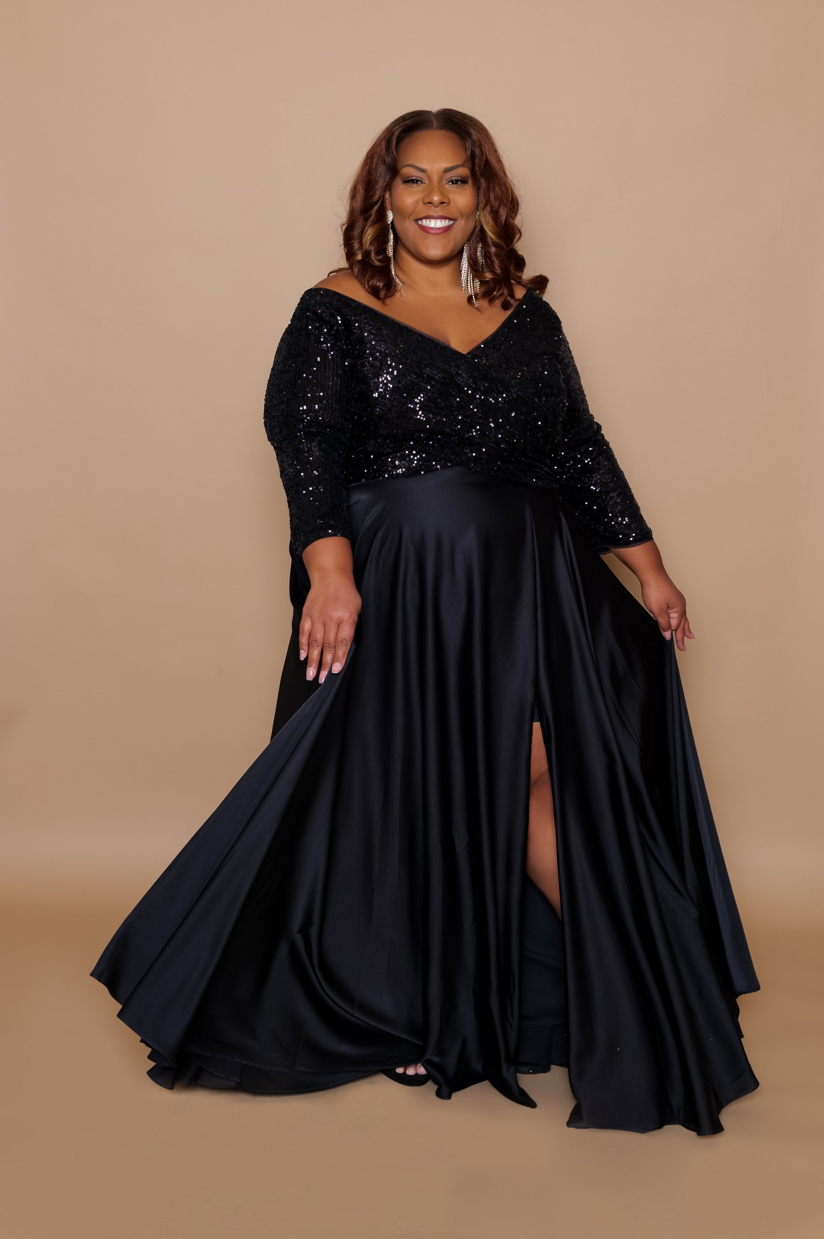 Party Dress Black Formal Dress Amazon Sequin Empire Waist Gown W/ Split Rene' Tyler Plus Sizes 12 Above Party Dress Black Formal Dress Amazon Sequin Empire Waist Gown W/ Split Rene' Tyler Plus Sizes 12 Above