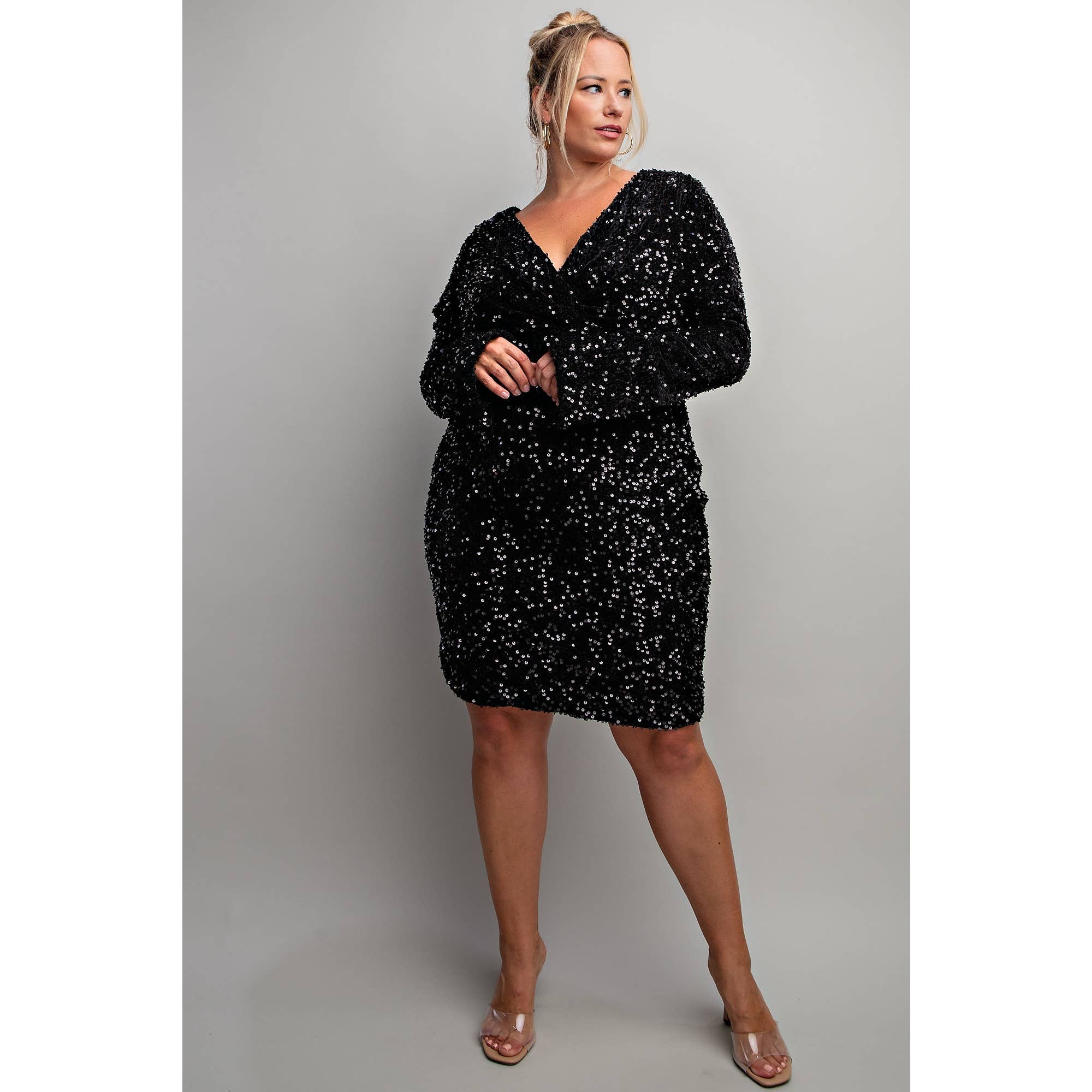 Velvet Sequin Mini Dress Rene' Tyler Plus Sizes 12 & Above Velvet Sequin Mini Dress Rene' Tyler Plus Sizes 12 & Above
