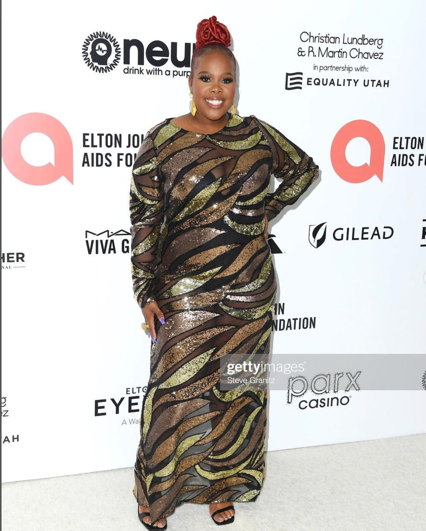 Amber Riley Is Hollywood Glamour At The Elton John Aids Foundation Oscar's After Party