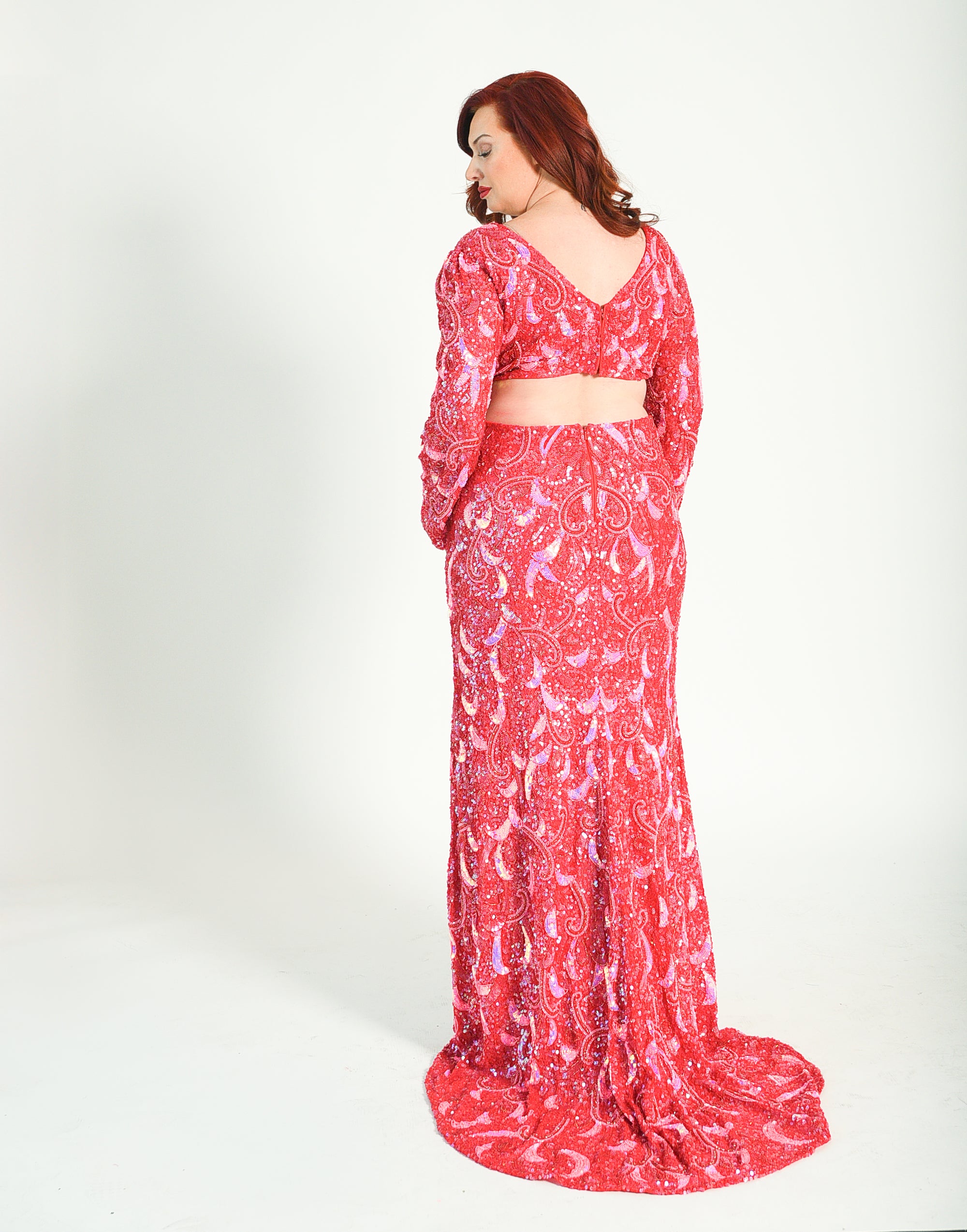 Beaded Sequin Criss Cross Gown Rene' Tyler Plus Sizes 12 & Above Beaded Sequin Criss Cross Gown Rene' Tyler Plus Sizes 12 & Above
