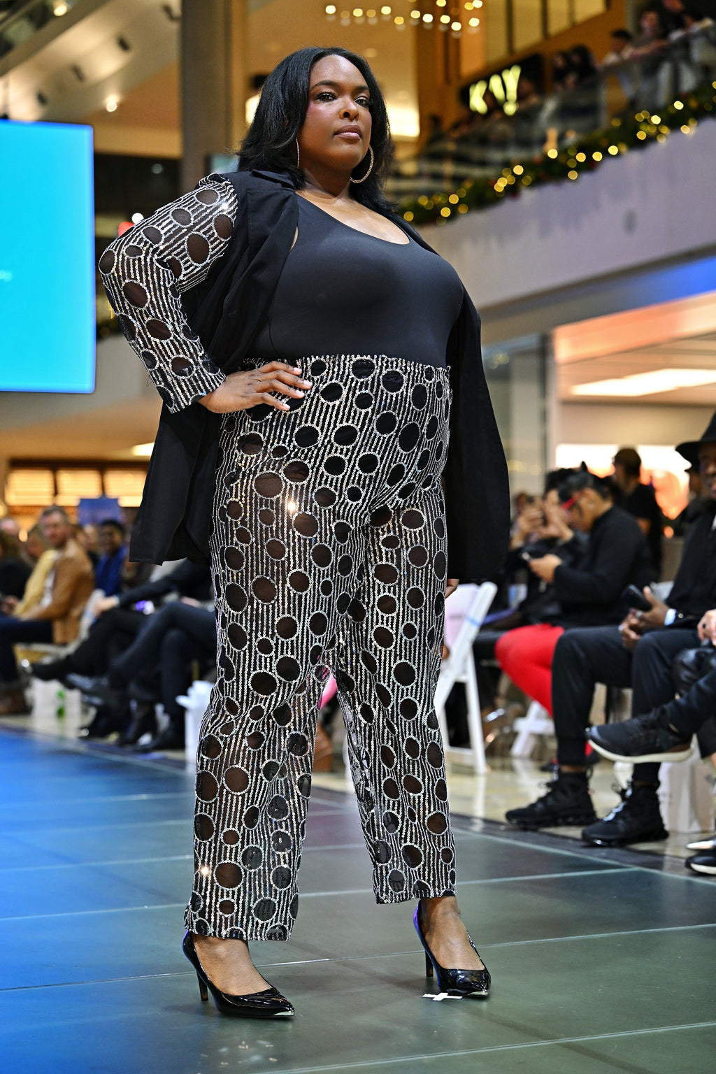 Black & Silver Sequin Circle Suit