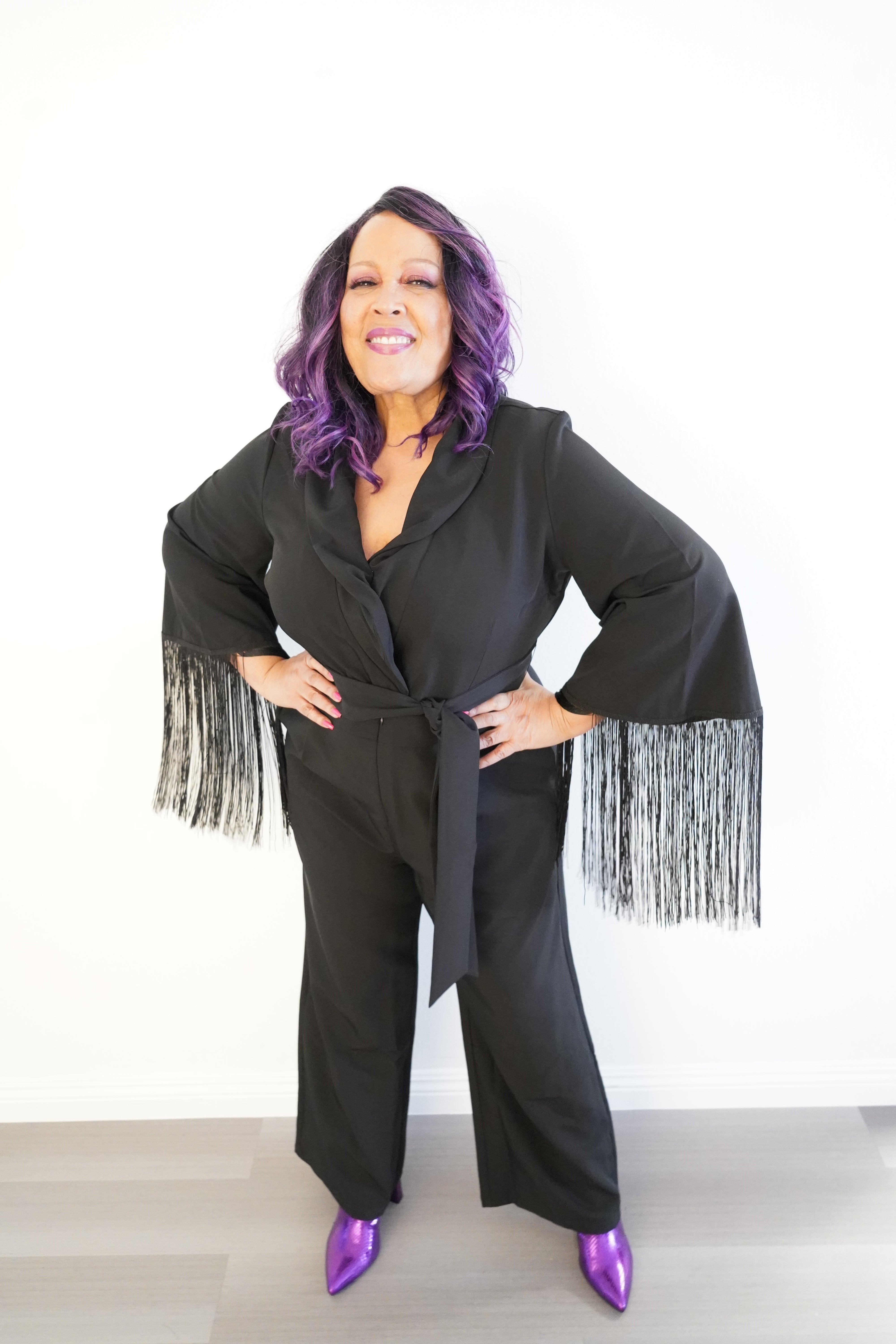 Cassidy' Fringe Jumpsuit W/ Belt – Rene' Tyler Plus Sizes 12 & Above