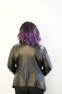 'Bianca' Faux Leather Jacket-Black Back