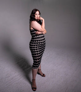 ‘Joanna’ Black & White Crochet Dress