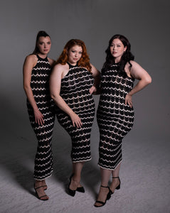 ‘Joanna’ Black & White Crochet Dress