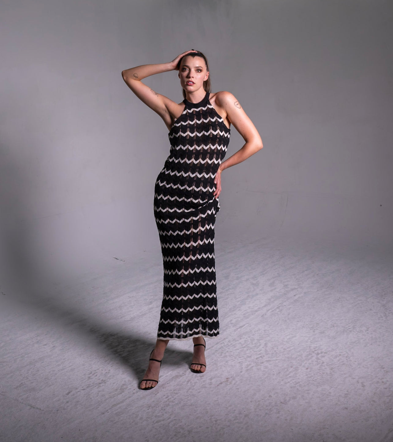 ‘Joanna’ Black & White Crochet Dress