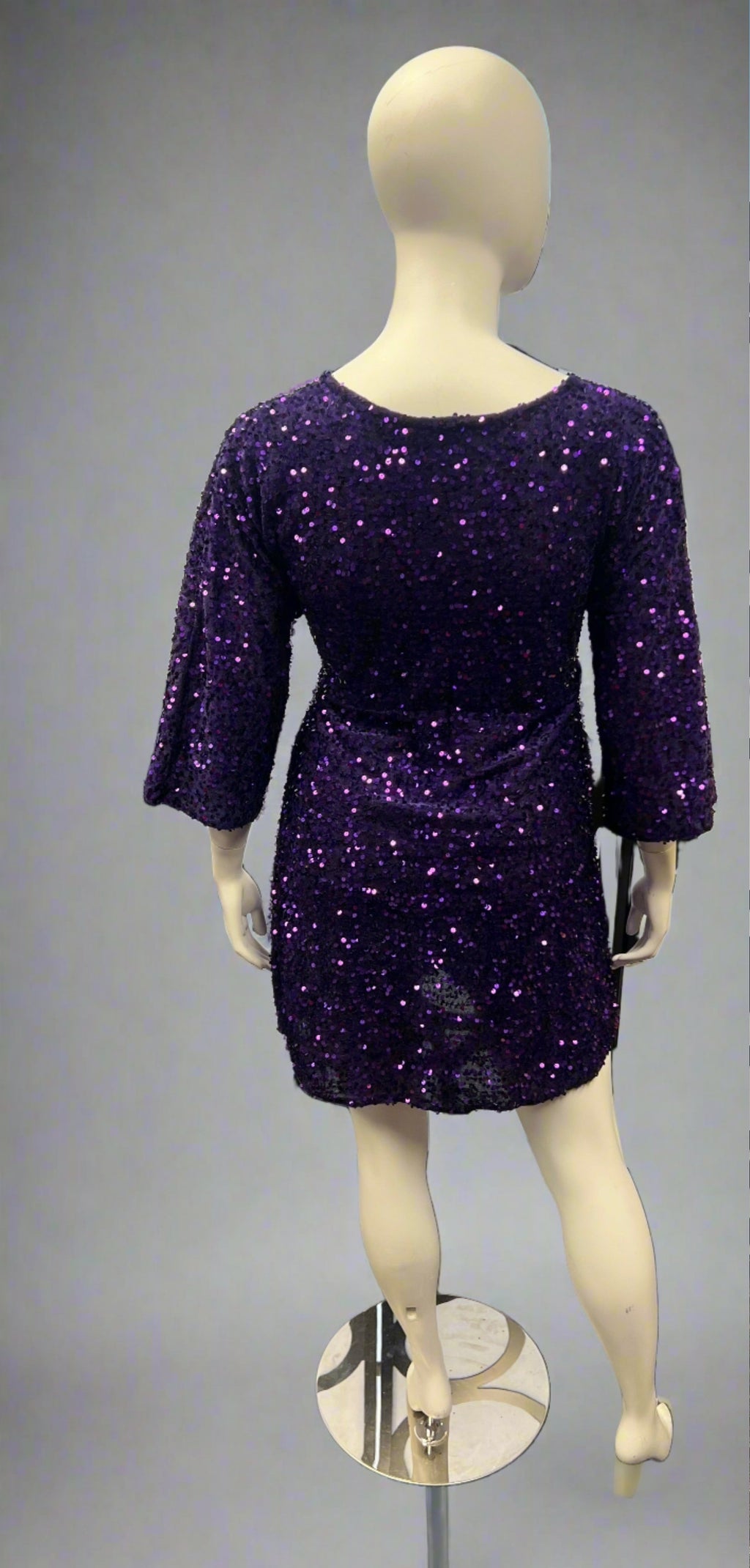 Rene' Tyler + Sequin Knotted Mini Dress-Back
