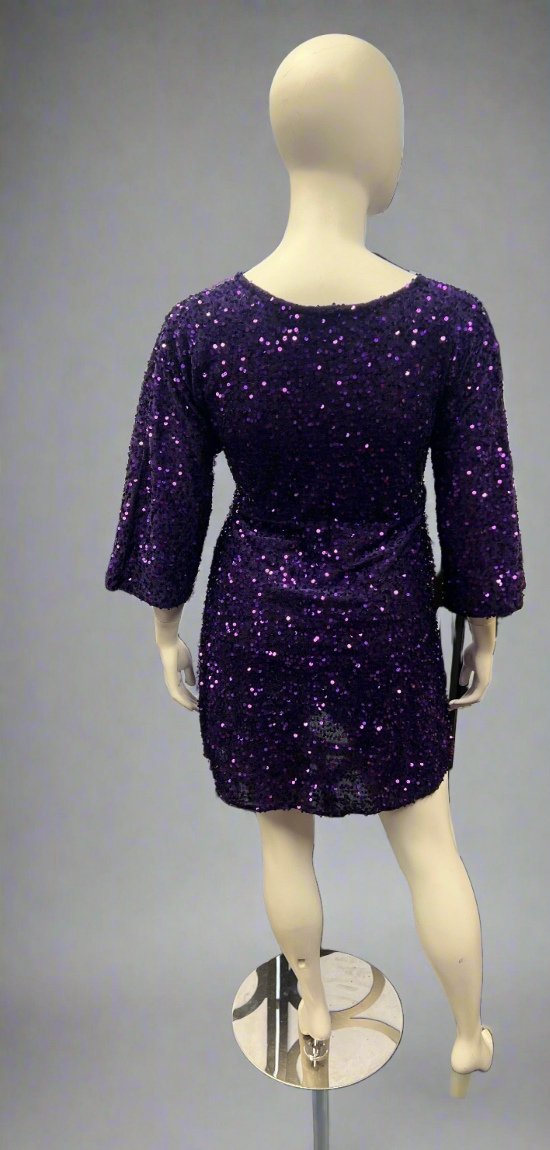 Rene' Tyler + Sequin Knotted Mini Dress-Back