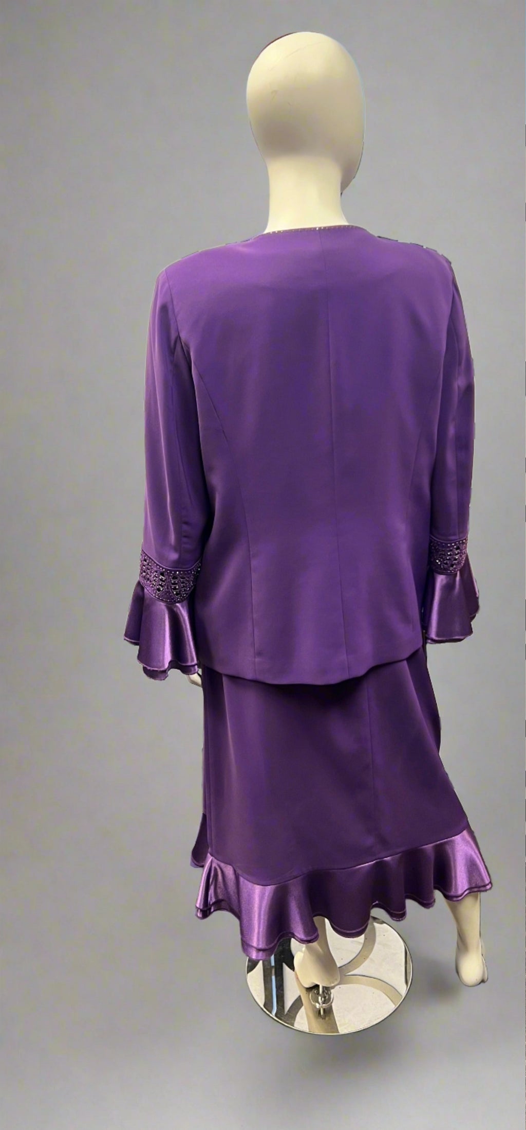 Purple Beaded 3-Piece Suit- Back