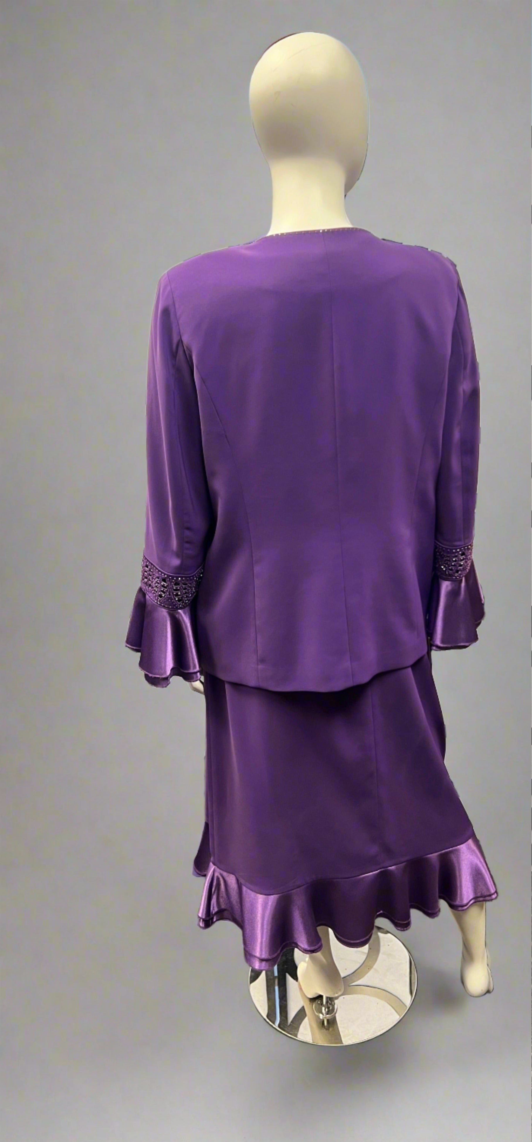 Purple Beaded 3-Piece Suit- Back