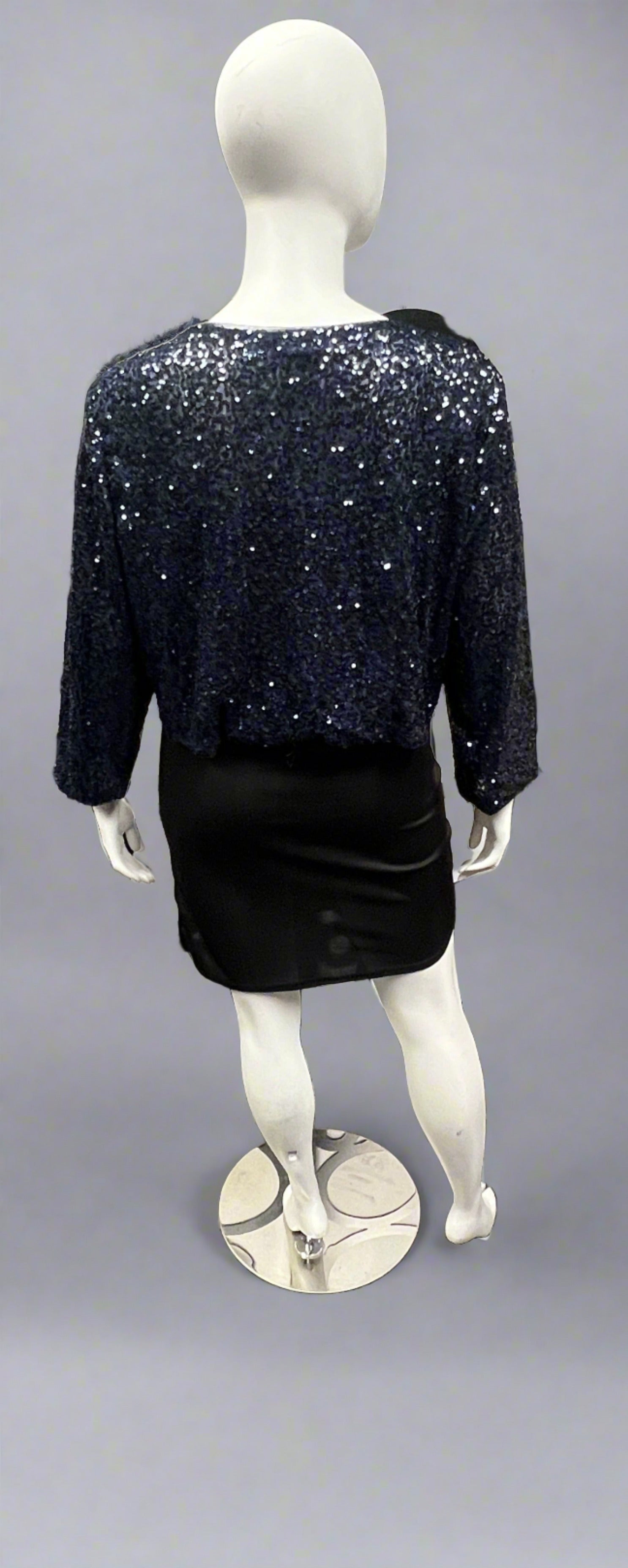 Sequin Bolero Shrug-Navy Back