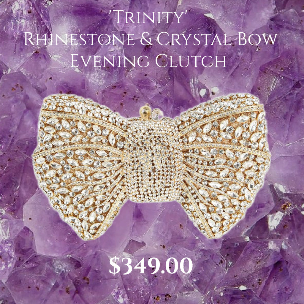 'Trinity' Rhinestone & Crystal Bow Evening Clutch