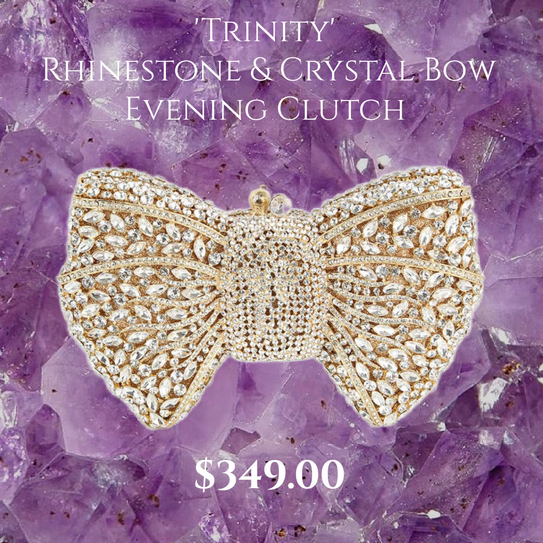'Trinity' Rhinestone & Crystal Bow Evening Clutch