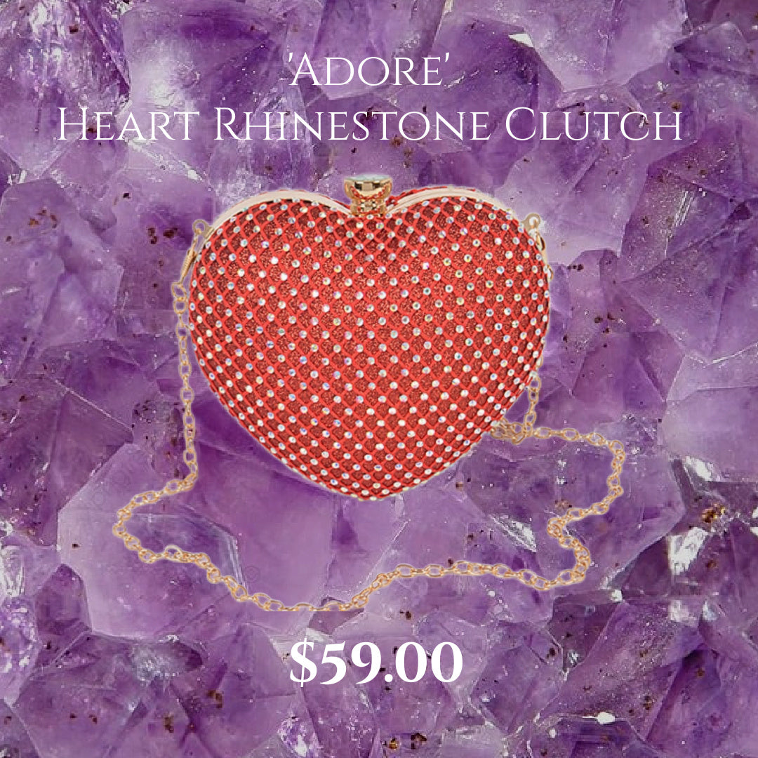 'Adore' Heart Rhinestone Clutch