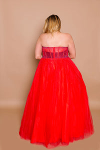 'Taylor' Corset Tulle Ballgown- Red Back