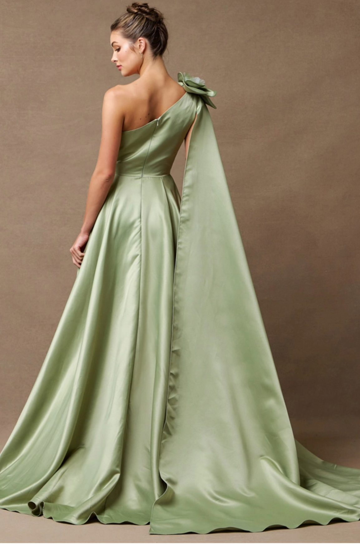 One Shoulder Floral Gown
