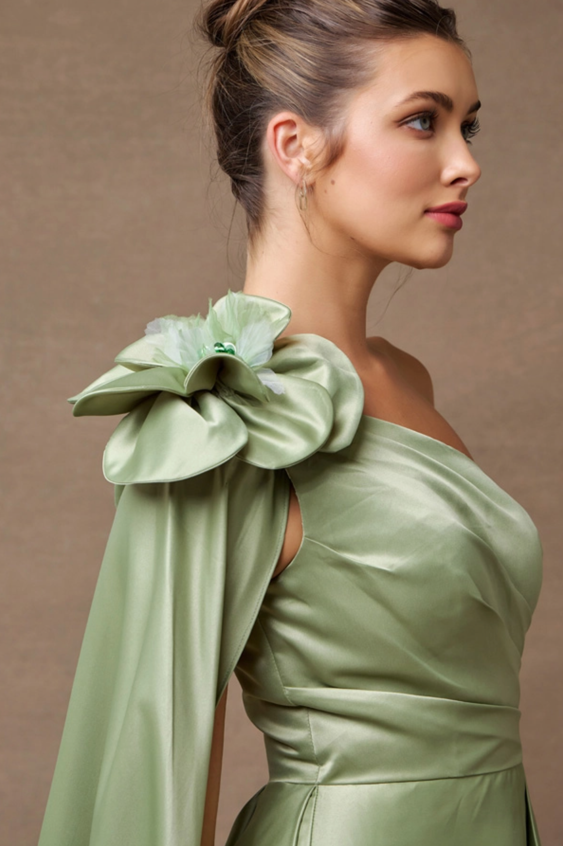 One Shoulder Floral Gown