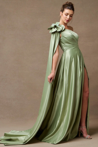 One Shoulder Floral Gown