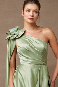 One Shoulder Floral Gown