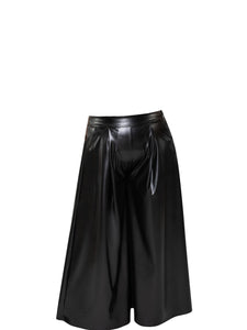 Rene' Tyler + Faux Leather Wide Leg Palazzo Pants-Ghost
