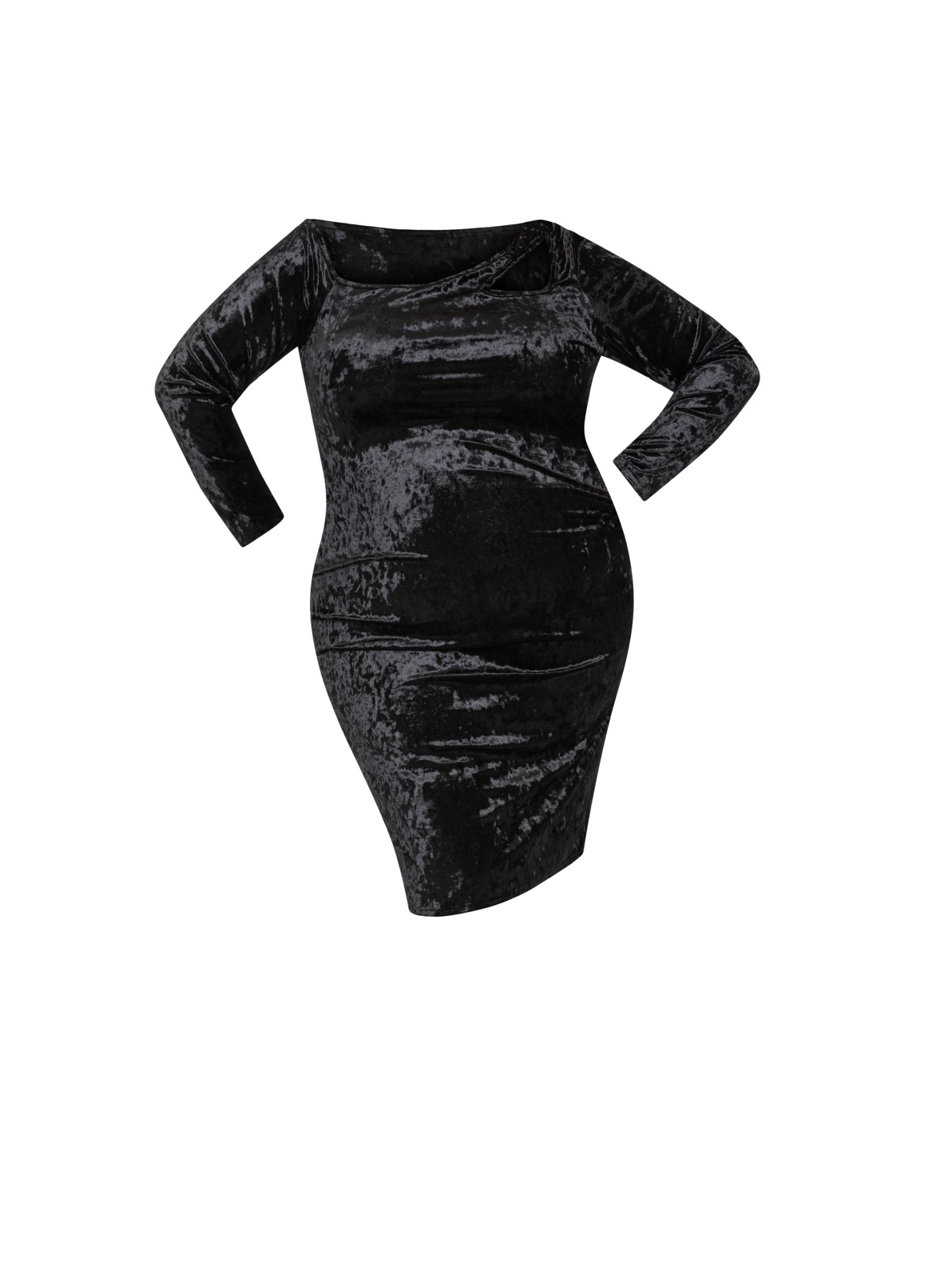 Rene' Tyler + Velour Asymmetrical Keyhole Dress-Ghost