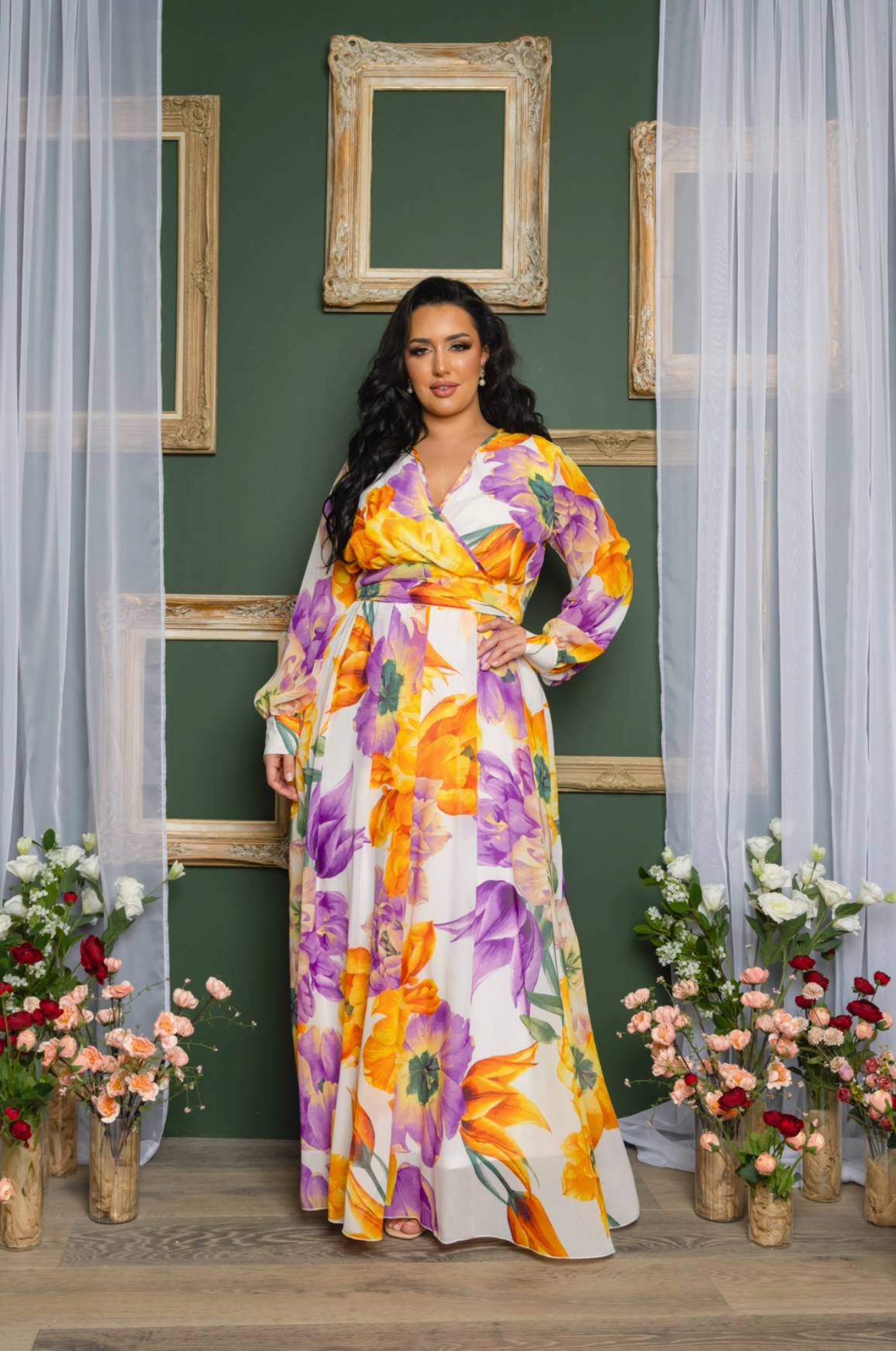Spring Floral Print Maxi Dress