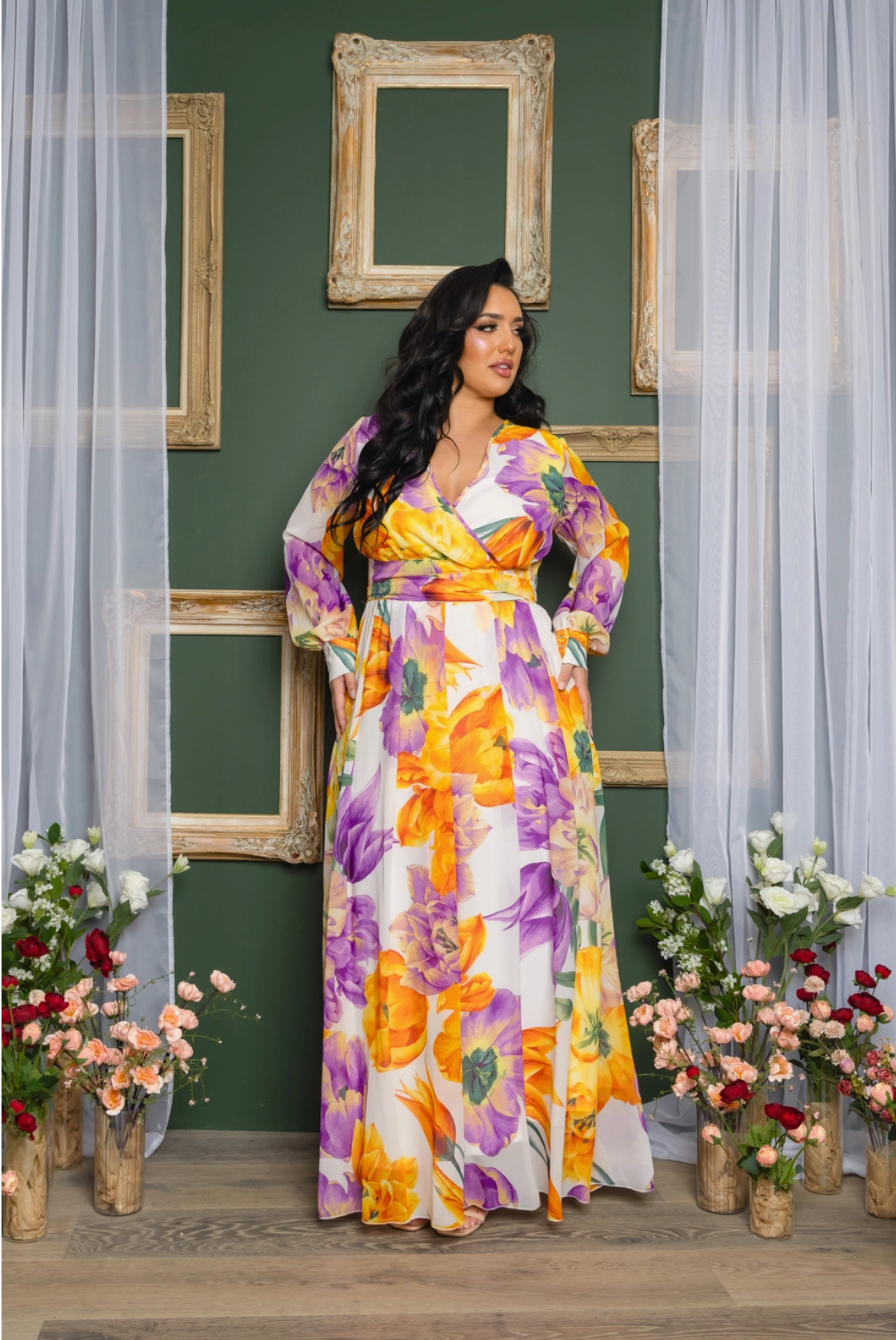 Spring Floral Print Maxi Dress