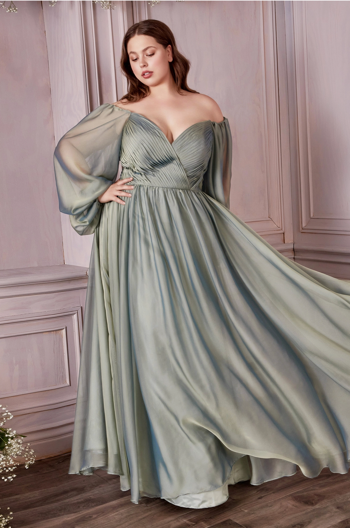 Off The Shoulder Chiffon Gown