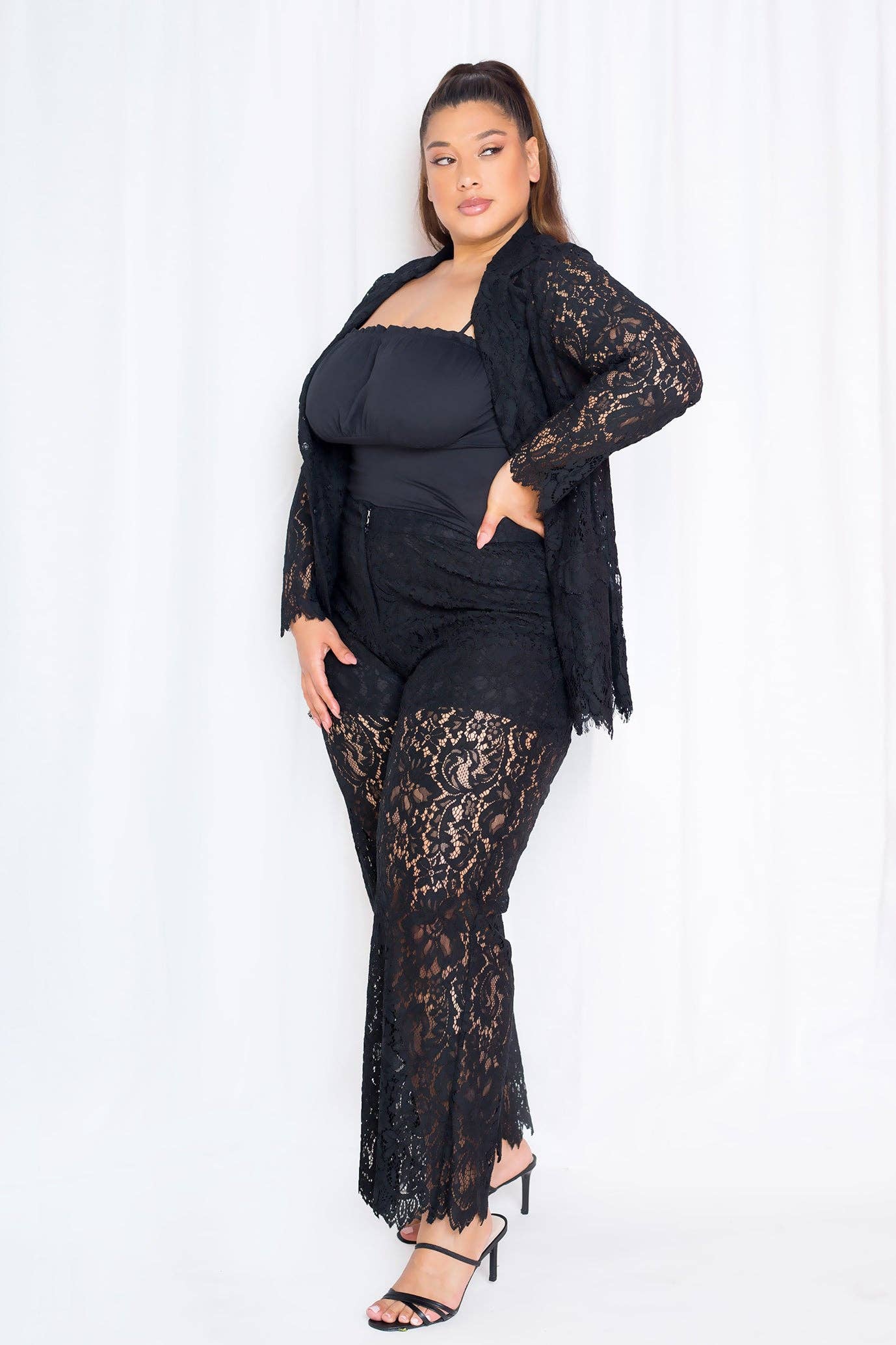 Tailored Lace Sheer Suit