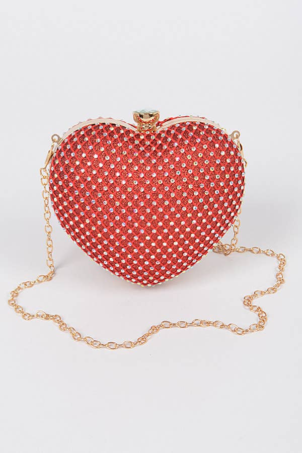 'Adore' Heart Rhinestone Clutch