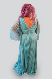 'Hope' Pleated Chiffon Gown- Back