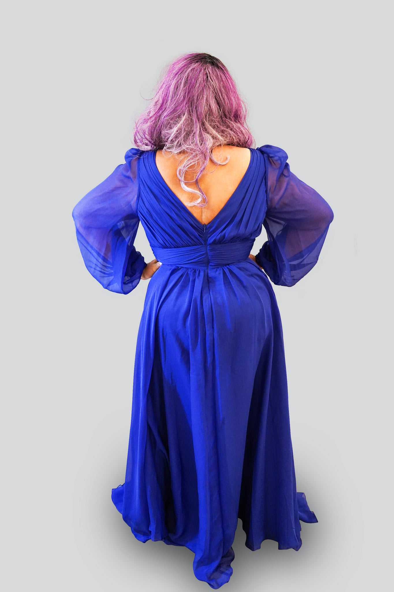 'Hope' Chiffon Cuff Gown- Back