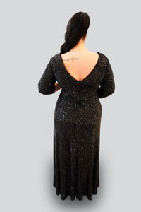 'Jacqueline' Sequin Long Sleeve Gown- Back